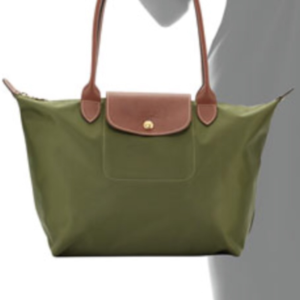 Olive Green Longchamp Nylon Tote Purse